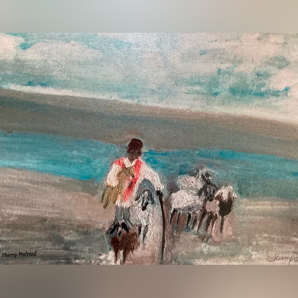 Canvas print from my oil painting. Shepherd boy